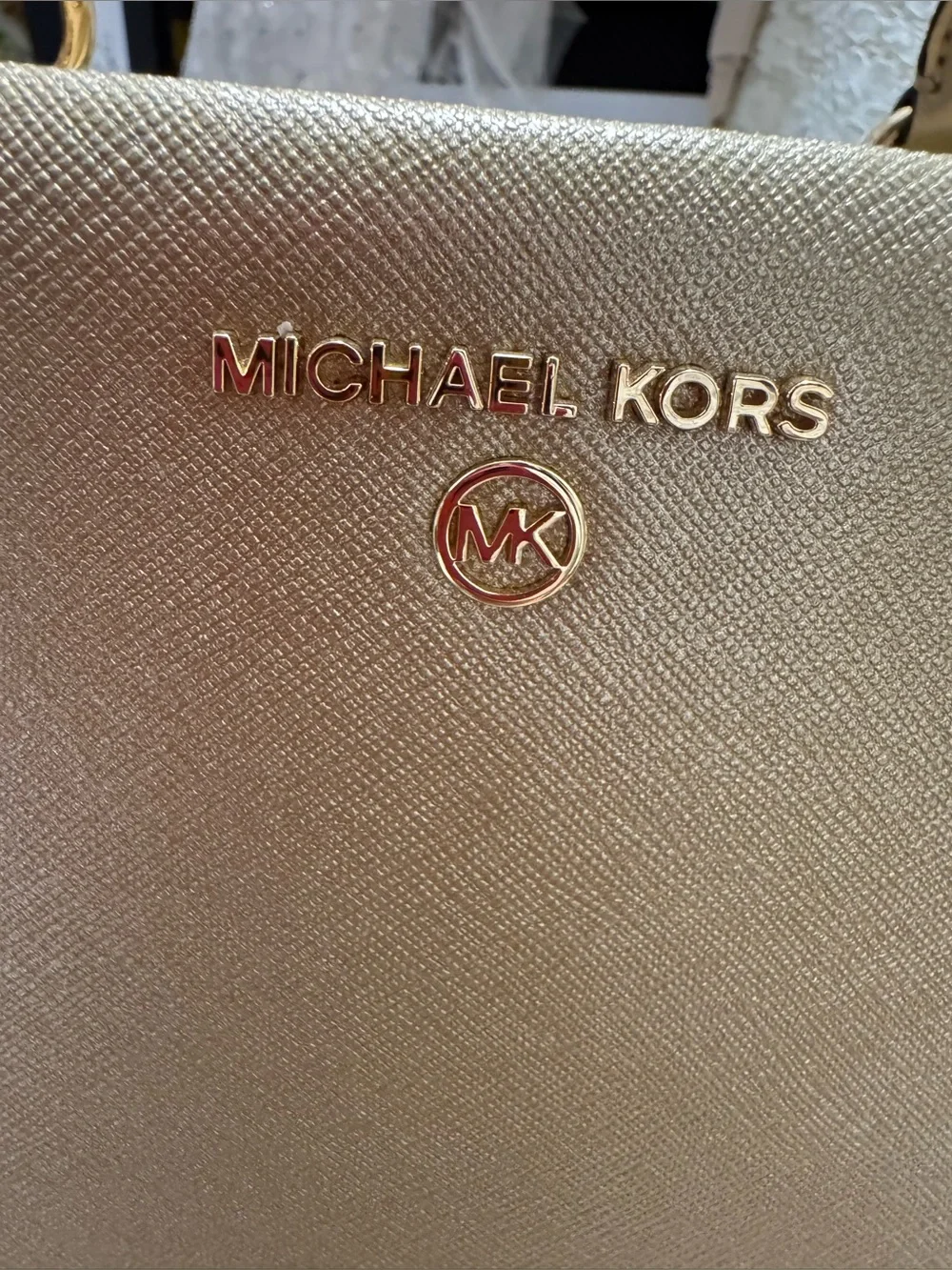 Michael Kors Metallic Gold Mini Saffiano Satchel